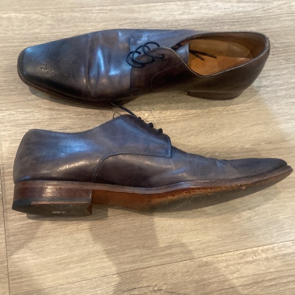 Magnanni Gerardo Dress Shoes Men's 9.5 M Brown Gray Derby Medallion - Picture 4 of 11